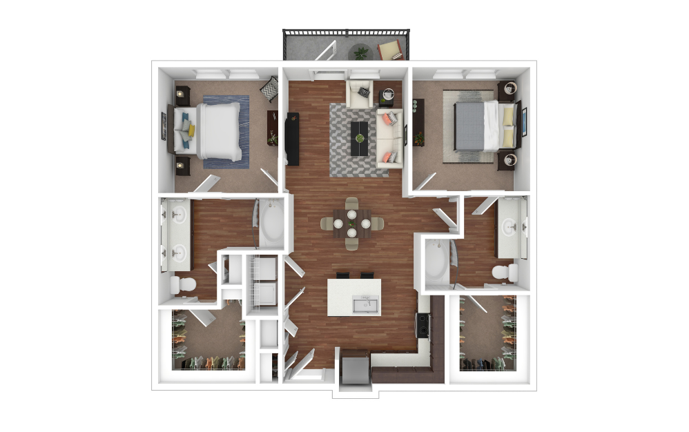 3D Furnished Floorplan - B2
