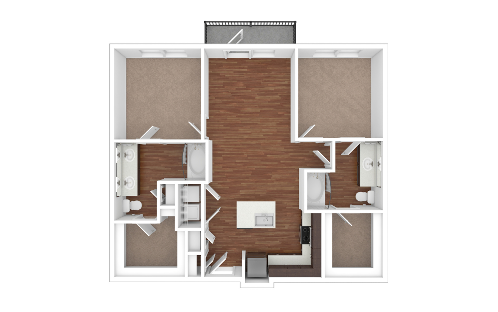 3D Unfurnished Floorplan -  B2