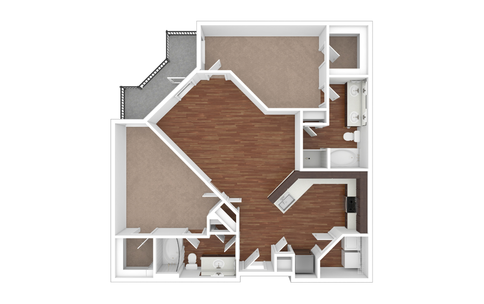 3D Unfurnished Floorplan -  B4