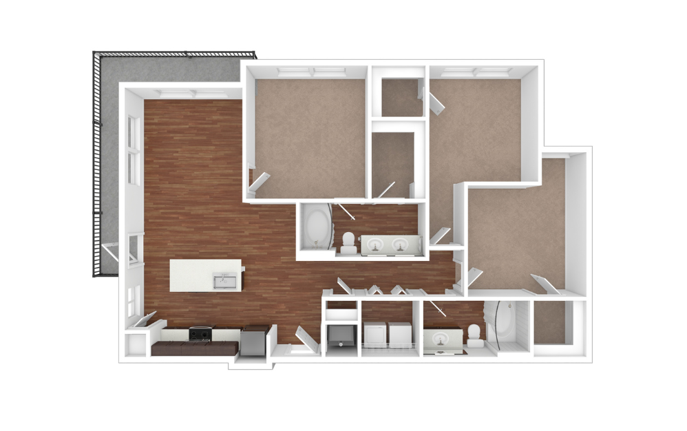 3D Unfurnished Floorplan - C1