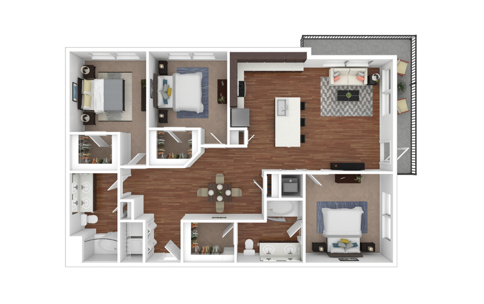 3D Furnished Floorplan - C2