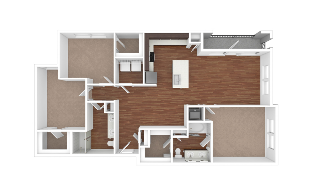 3D Unfurnished Floorplan - C3