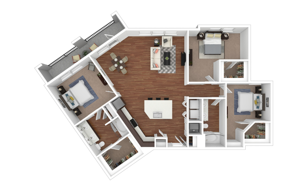 3D Furnished Floorplan - C4