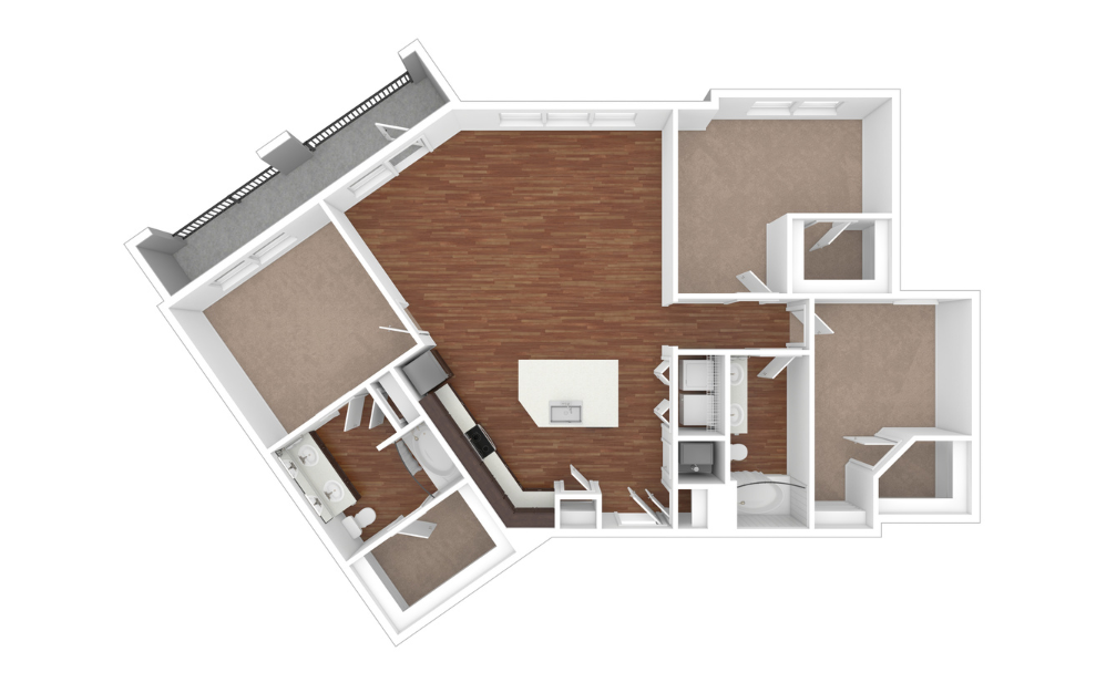 3D Unfurnished Floorplan - C4