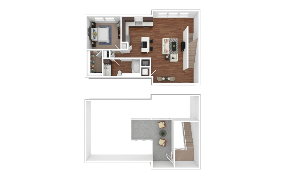 3D Furnished Floorplan - TH
