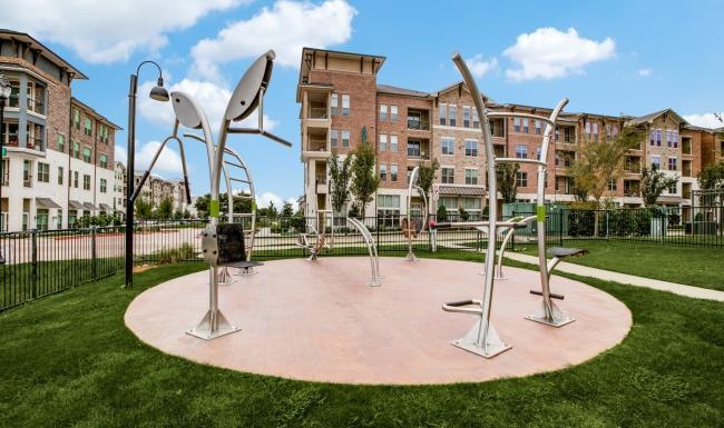 a playground in a neighborhood park
